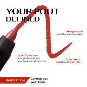 K7L Flame applied on lips demonstrating long-lasting color and neat outline