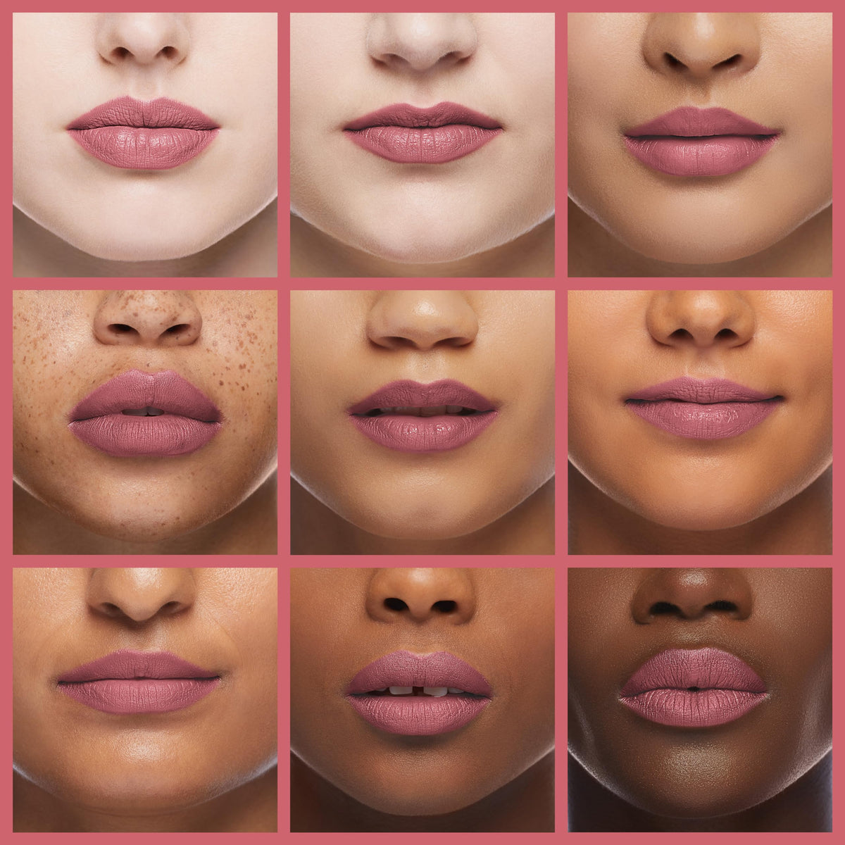 K7L lip crayon applied on lips demonstrating defined matte finish and longevity