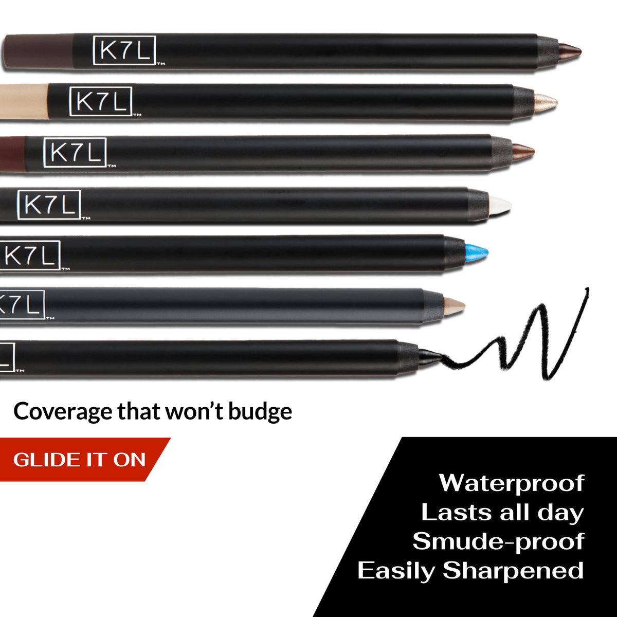 K7L cap and label detail highlighting brand and waterproof claim