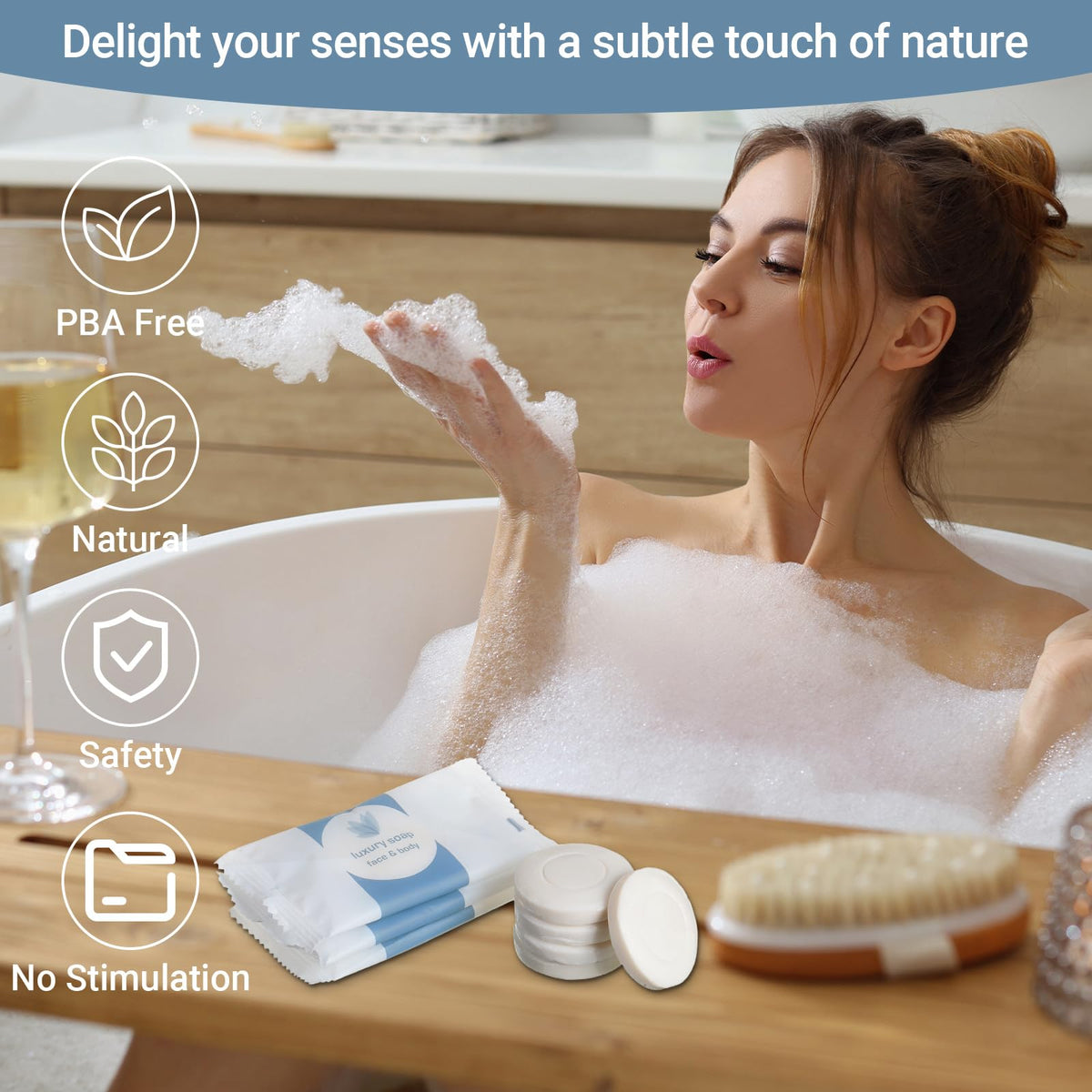 Kacctyen mini soap beside a ruler showing compact size ideal for travel toiletries
