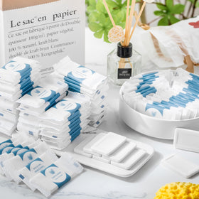 Kacctyen soap placed on bathroom sink offering guest-ready presentation and quick hand wash
