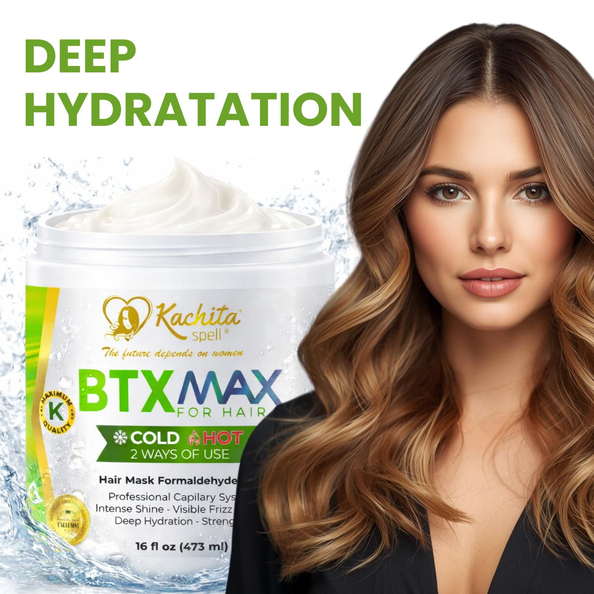Kachita Spell visible before and after hair showing reduced frizz and shine