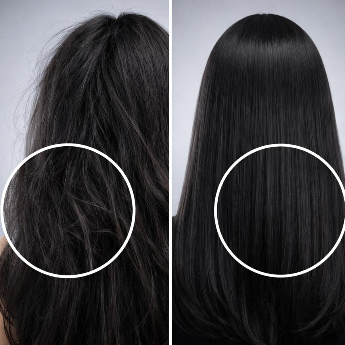 Kachita Spell hair strand close-up showing smoother cuticle appearance