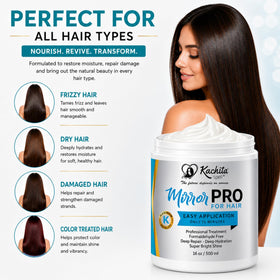 Kachita Spell applying mask to mid-lengths and ends for improved manageability