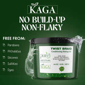 KAGA applying gel to braids for strong hold and tidy parts