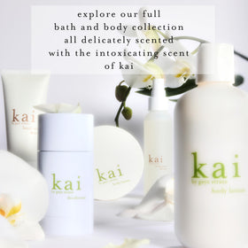 kai jar on vanity with towels evoking calming bathroom routine
