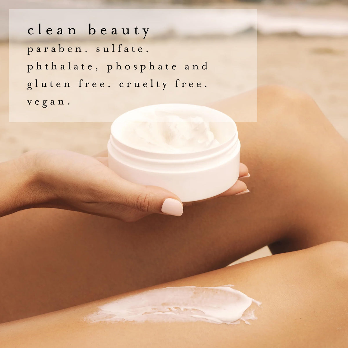 kai applying body butter on hand showing smooth non-greasy finish