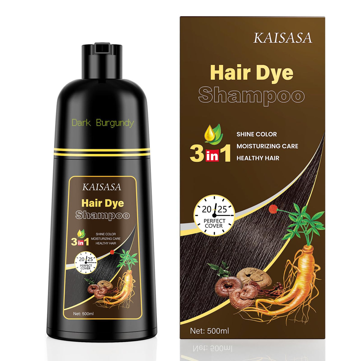KAISASA bottle front packaging showing dark burgundy color and benefits