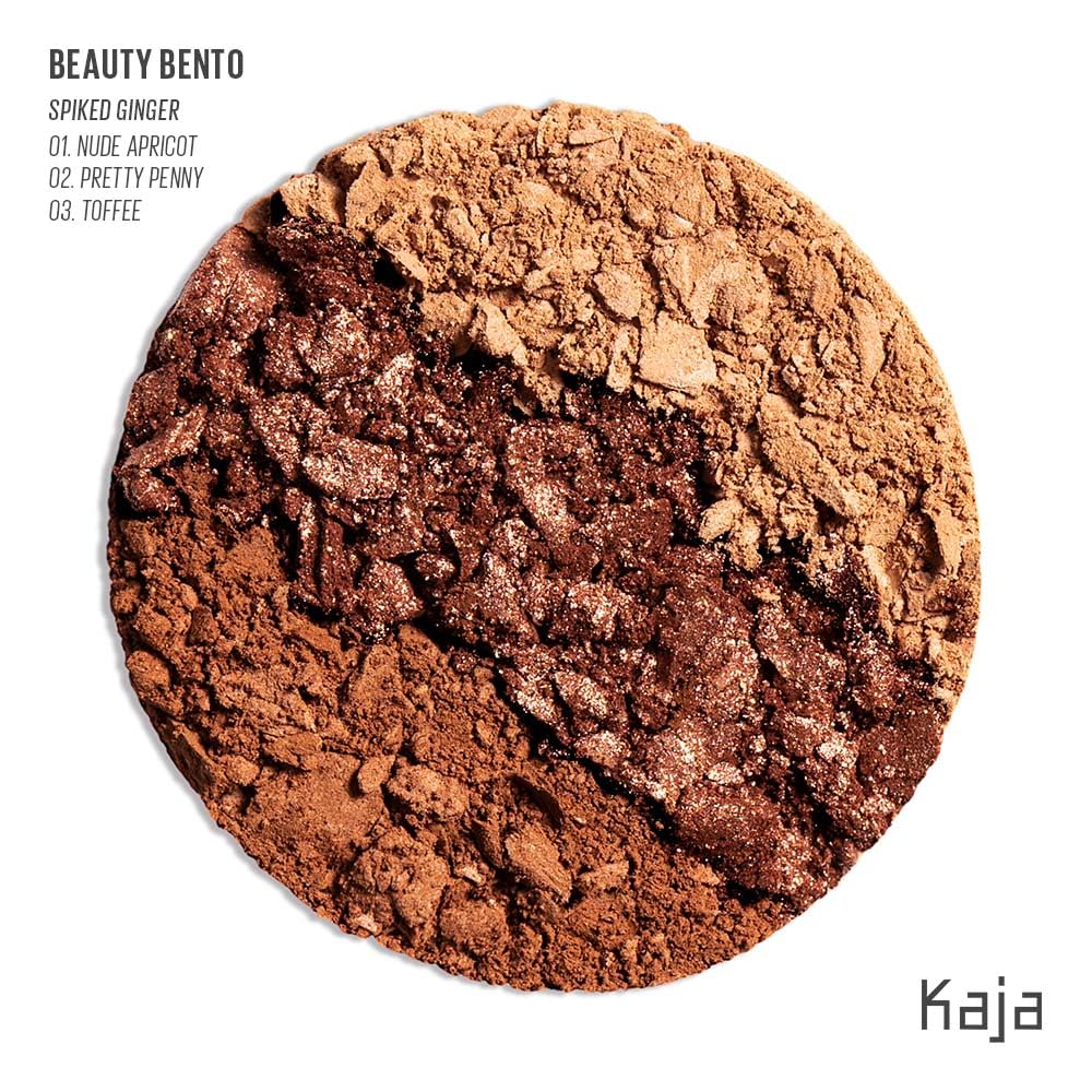 KAJA open trio top view revealing three warm honey shades for easy layering