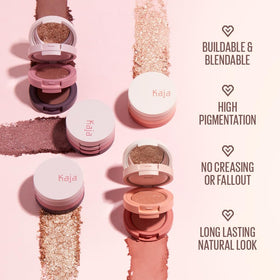 Kaja close-up of bouncy eyeshadow texture showing creamy-powder finish