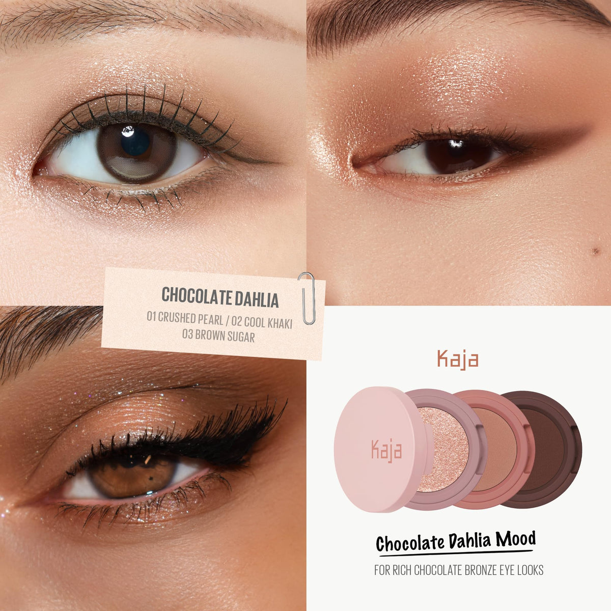 Kaja mosaic chrome close-up highlighting sparkle texture for dimensional looks benefit