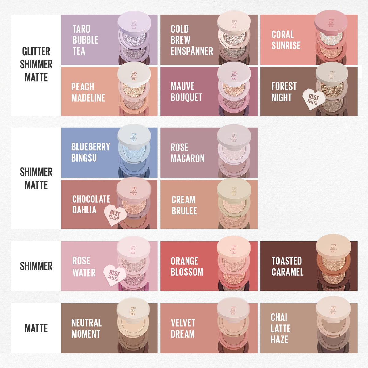 Kaja trio applied on model eye showing wearable peach look for all-day wear