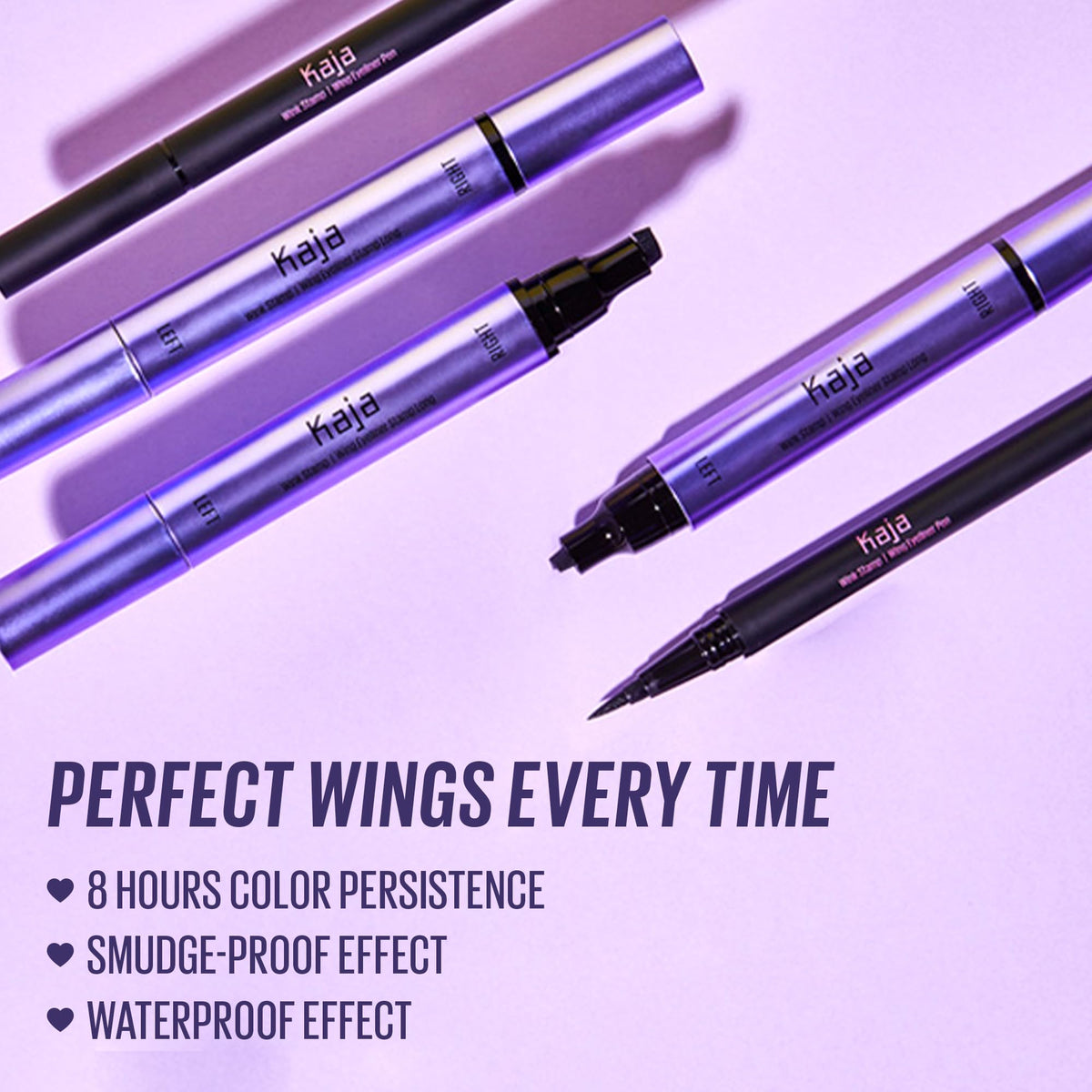 Kaja double-ended wink stamp long pen displaying stamp and liner