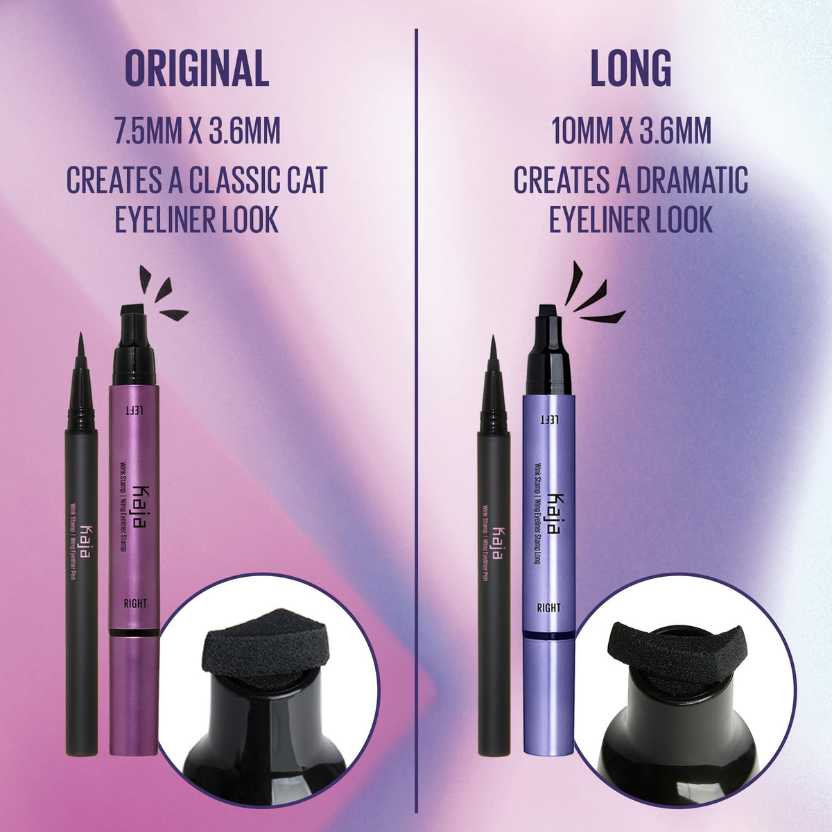 Kaja size comparison next to hand conveying compact travel-friendly benefit