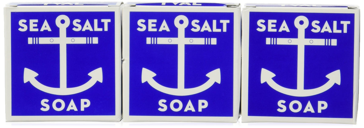 Kala front packaging of three sea salt soap bars showing product and sustainable badge benefits
