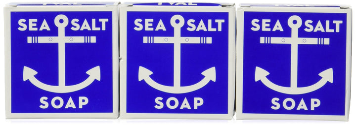 Kala front packaging of three sea salt soap bars showing product and sustainable badge benefits