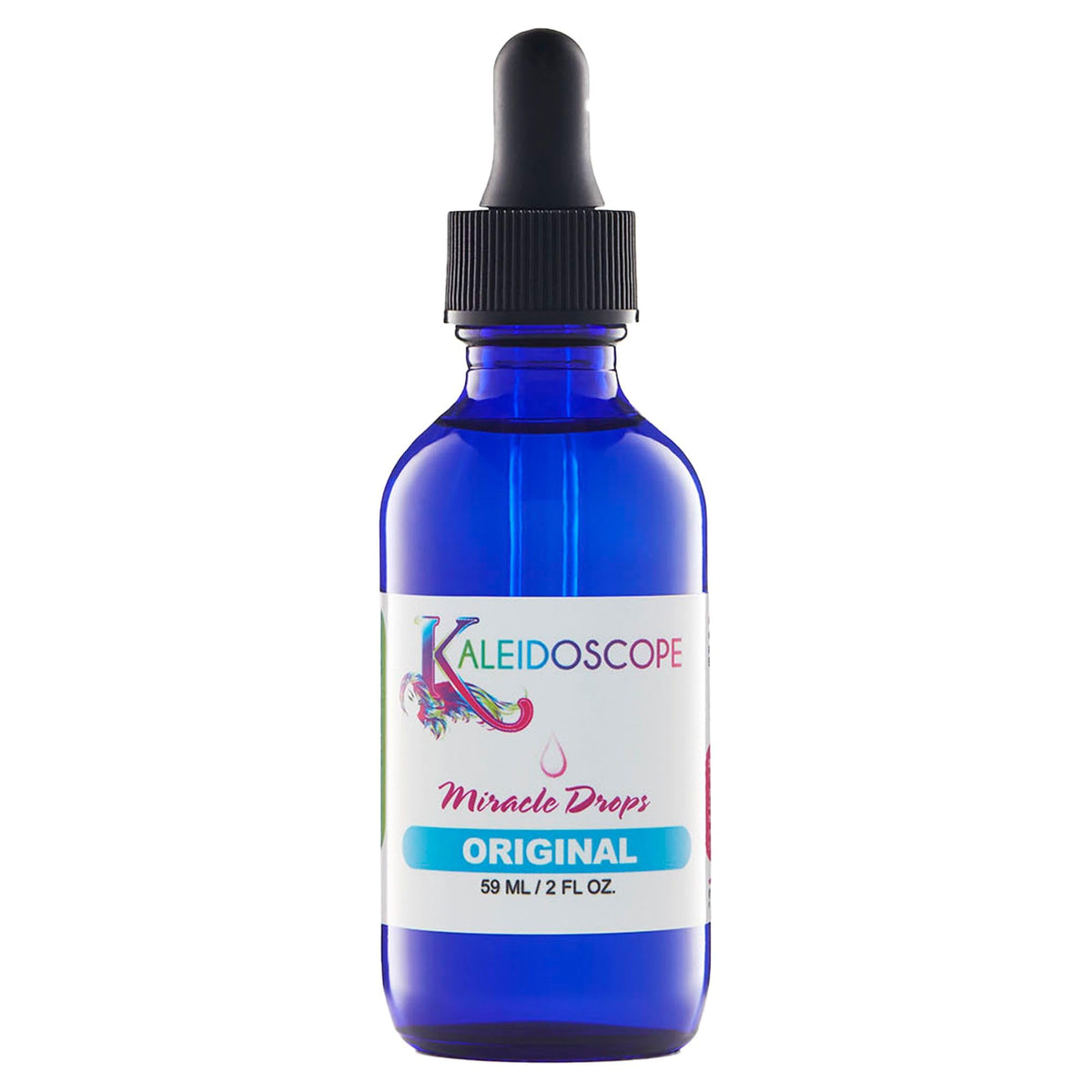 Kaleidoscope front packaging showing 2oz bottle and quick-absorbing benefit