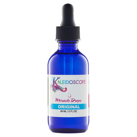 Kaleidoscope front packaging showing 2oz bottle and quick-absorbing benefit