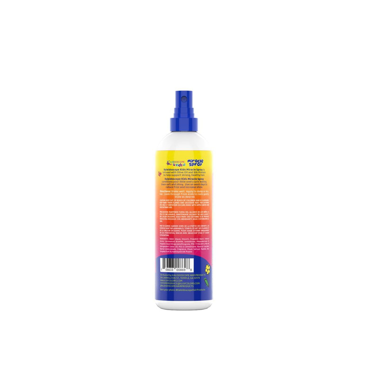 Kaleidoscope Hair Products spray being applied to toddler curls demonstrating fast detangling and added softness