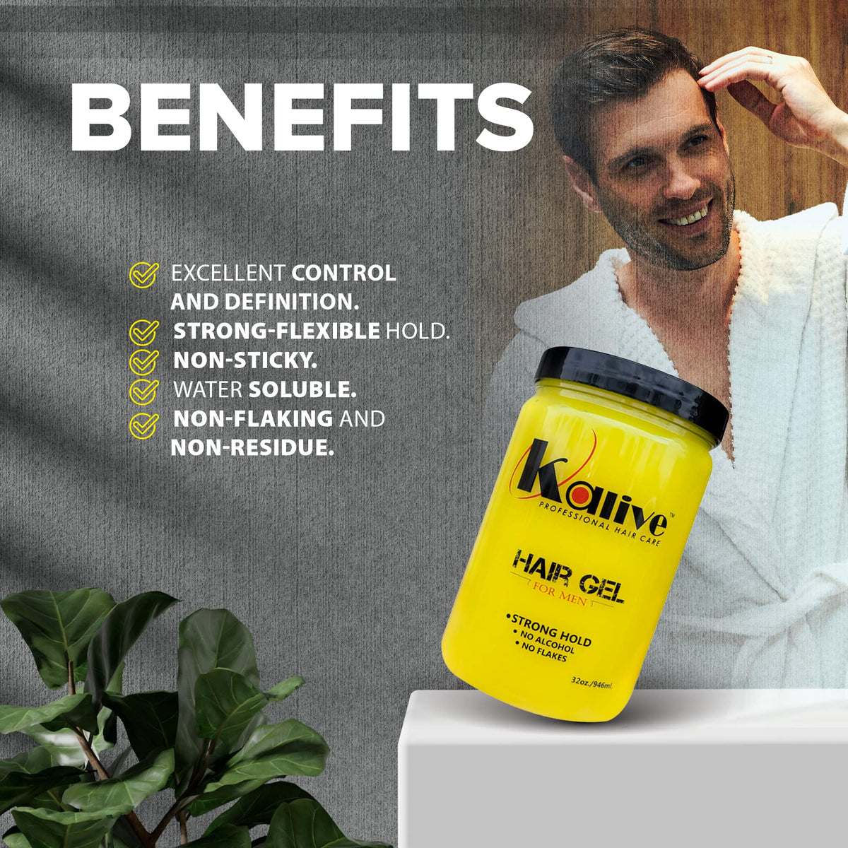 KALIVE 2 STYLE gel on hands ready to apply for easy styling control