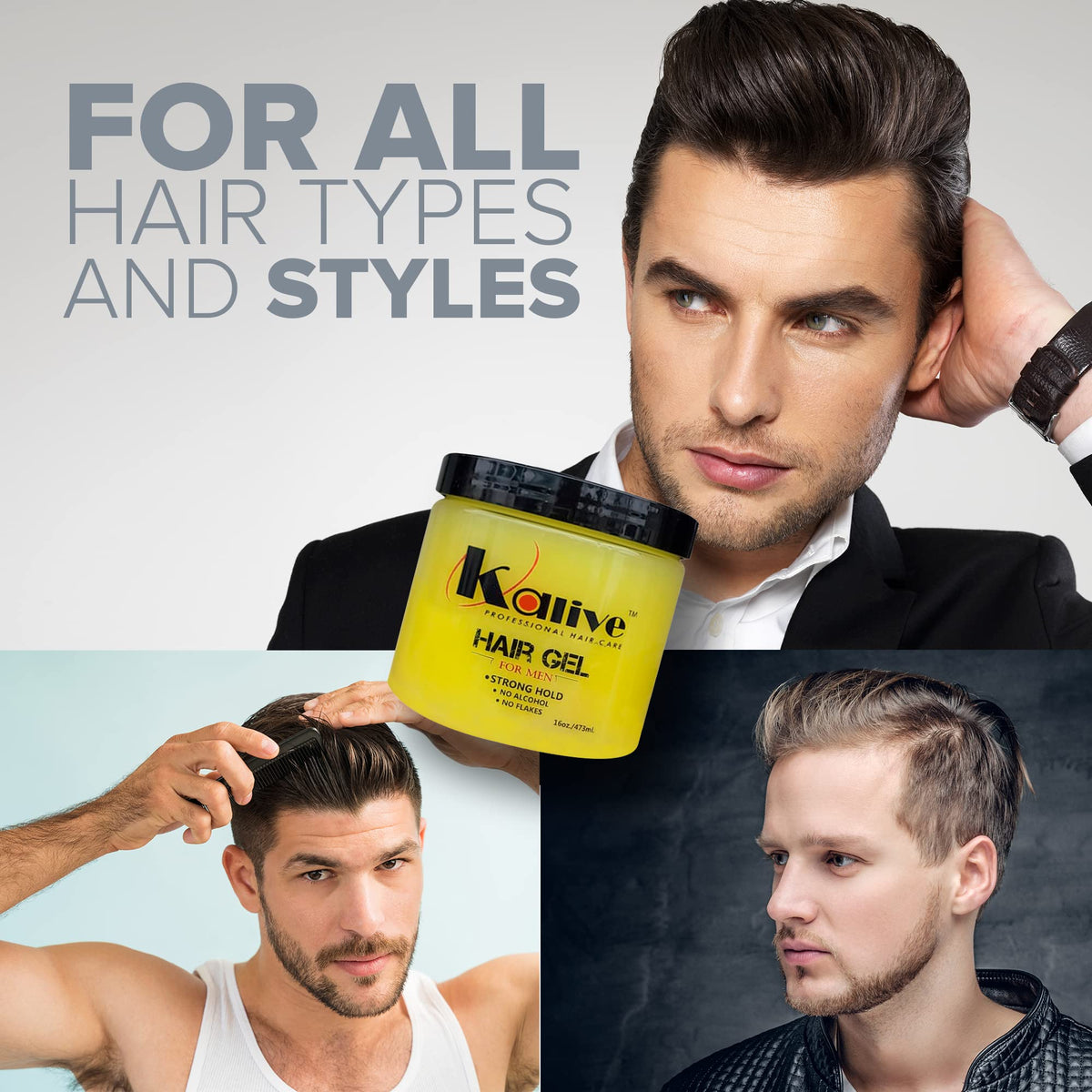 KALIVE 2 STYLE applied to short hair showing defined style and light shine