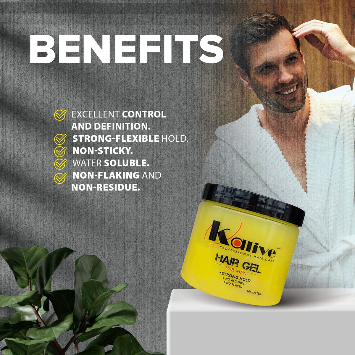 KALIVE 2 STYLE gel on hand demonstrating easy application and non-flaking control