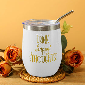 Kalokey 12oz tumbler with straw and cleaning brush for convenient sipping