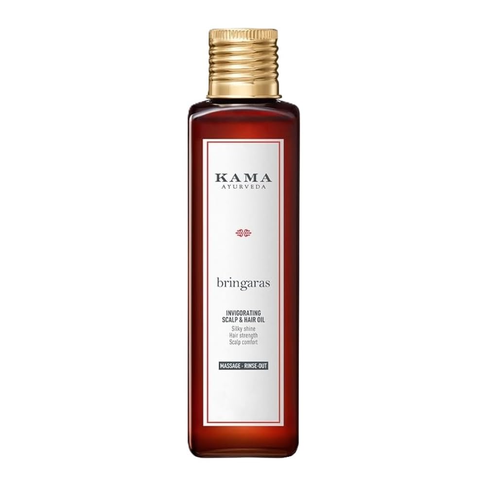 Kama Ayurveda bottle front packaging showing product identity and natural benefits