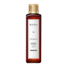 Kama Ayurveda bottle front packaging showing product identity and natural benefits