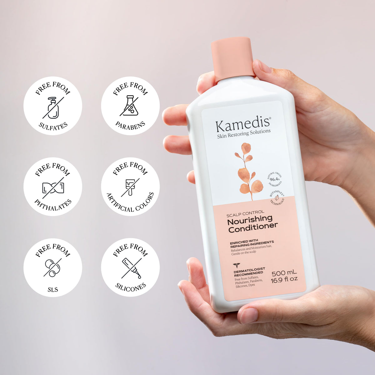 KAMEDIS product label close-up showing natural ingredient list benefit