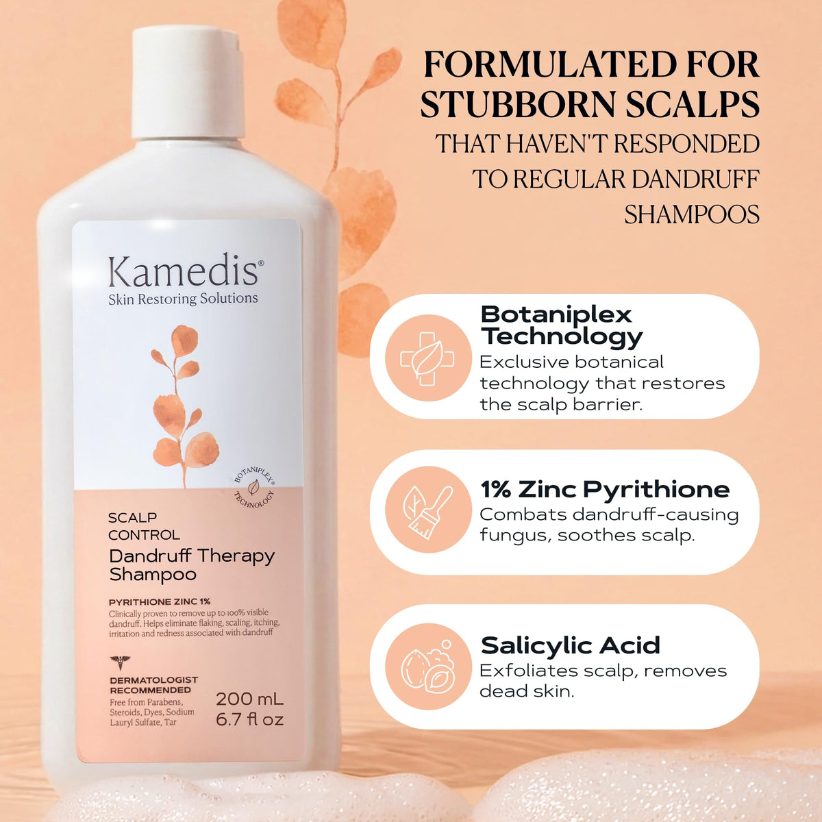 KAMEDIS shampoo texture close-up highlighting creamy, rich lather