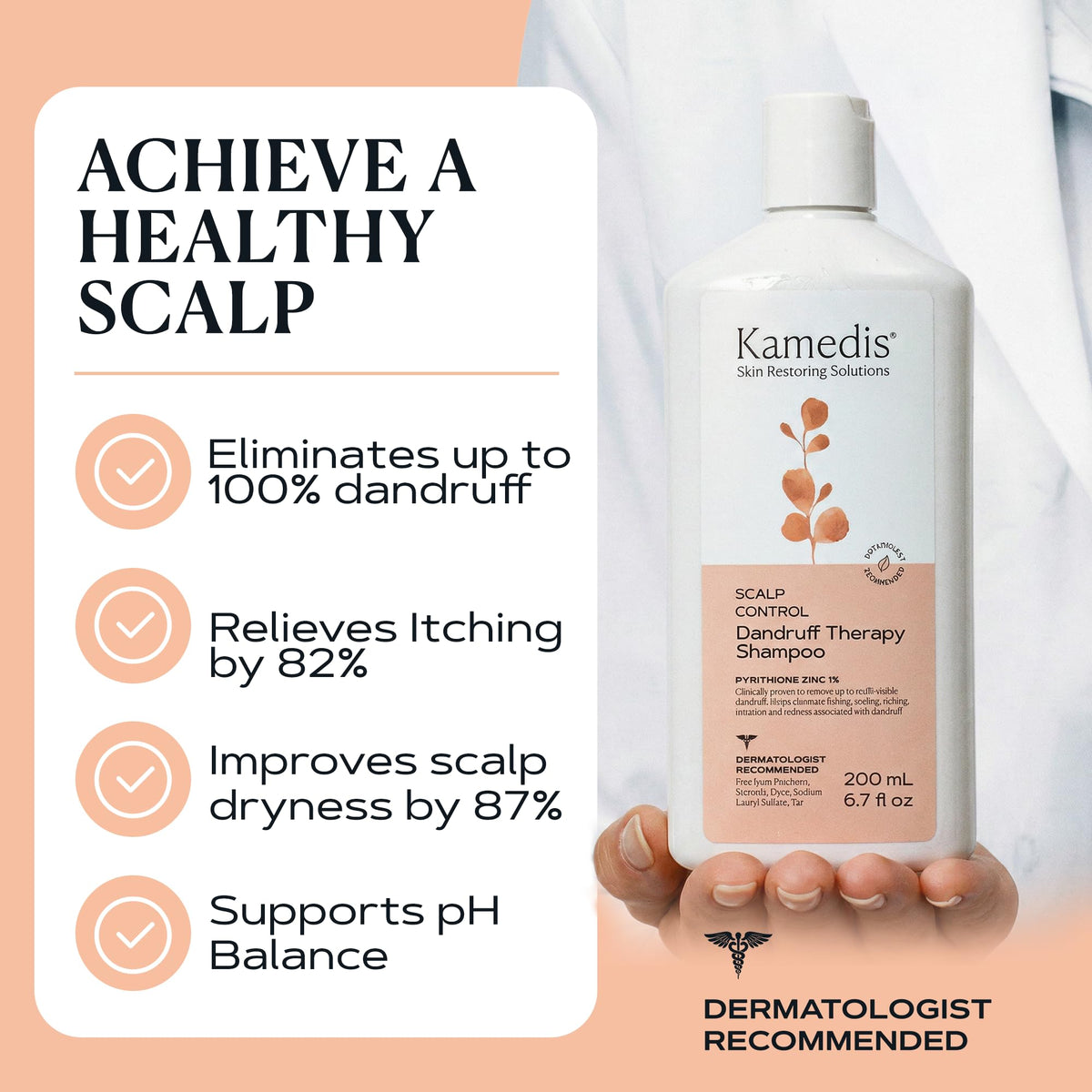 KAMEDIS bottle next to a hand to show 16.9 fl oz scale
