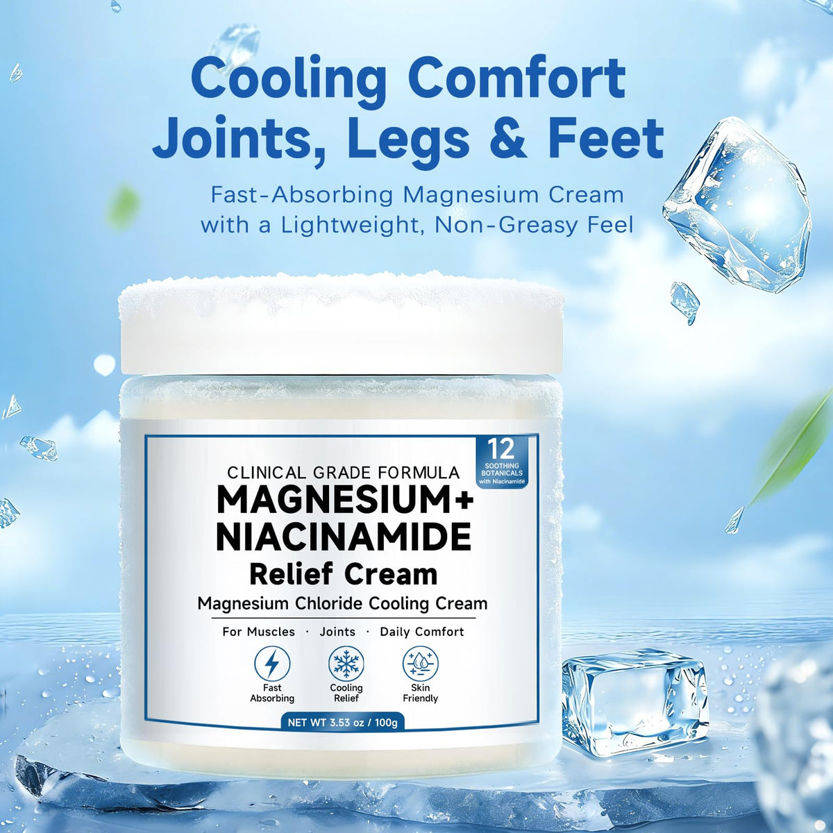 Kaminii cream applied on calf demonstrating targeted relief and cooling effect