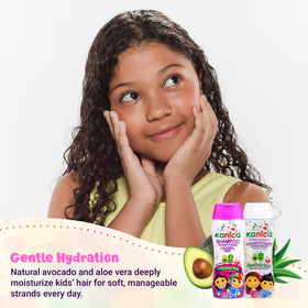 KANICA bottle label closeup highlighting avocado and aloe benefits