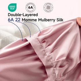 Kaome close-up of 22 momme silk weave highlighting smooth low-friction surface