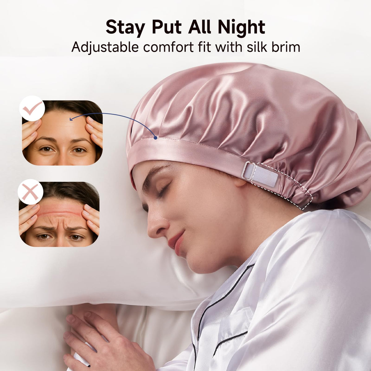 Kaome half-style wrap worn by model illustrating comfortable sleep stability