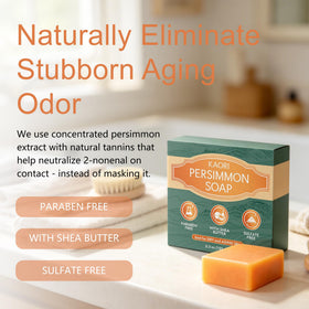 Kaori persimmon soap close-up texture highlighting smooth moisturizing feel