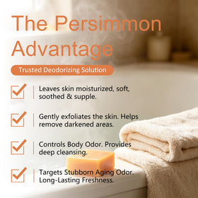 Kaori persimmon soap cut bars showing 5.3 oz weight per bar benefit