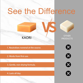 Kaori persimmon soap in shower lifestyle scene conveys fresh all-day feeling