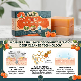 Kaori Soap ingredient label highlighting persimmon tannin and natural components