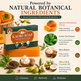 Kaori Soap persimmon extract detail highlighting natural deodorizing