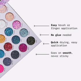 Kara Beauty eyeshadow application close-up highlighting bold glitter payoff and clean edges