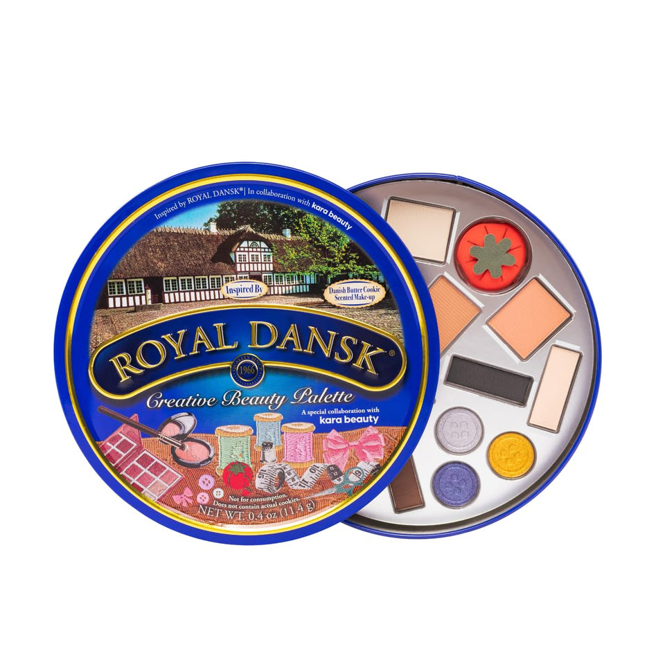 Kara Beauty front cookie tin packaging with collectible appeal