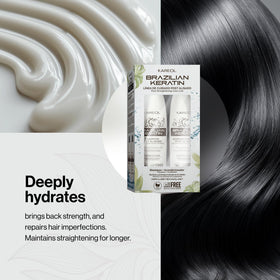 Kareol conditioner in-hair application showing smoothing and frizz control benefit