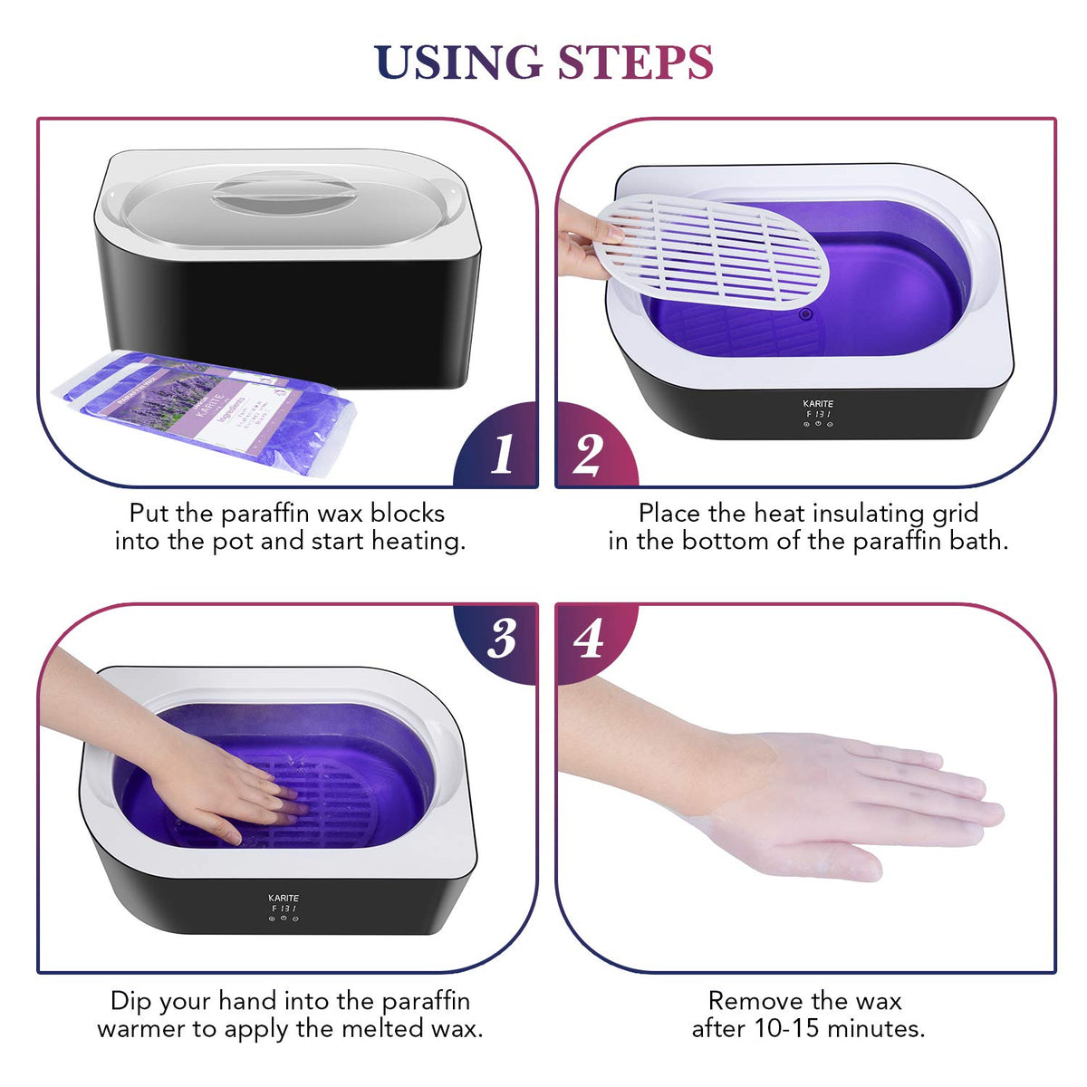 Karite bath in use with foot dipped showing full coverage comfort