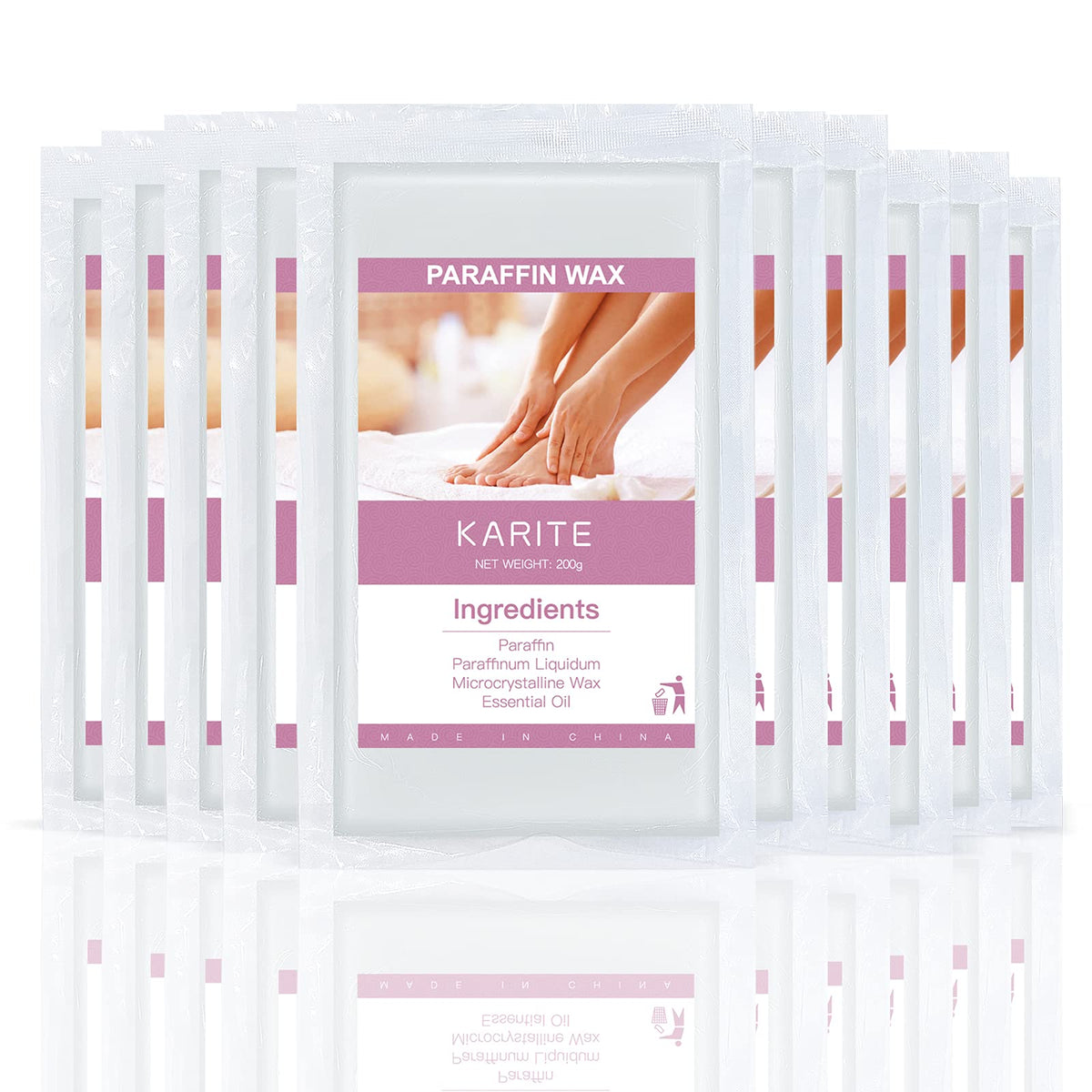 karite front packaging showing ten unscented wax blocks for convenient refills and value