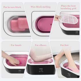 KARITE warmed melted paraffin wax in a bath ready for safe application