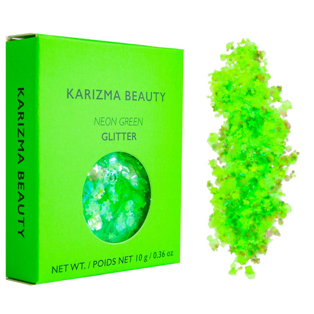 KARIZMA hairline application showing neon glitter accent and dimensional shine