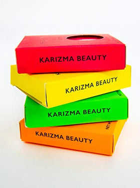 KARIZMA open pots top view displaying neon yellow pink orange green glitters