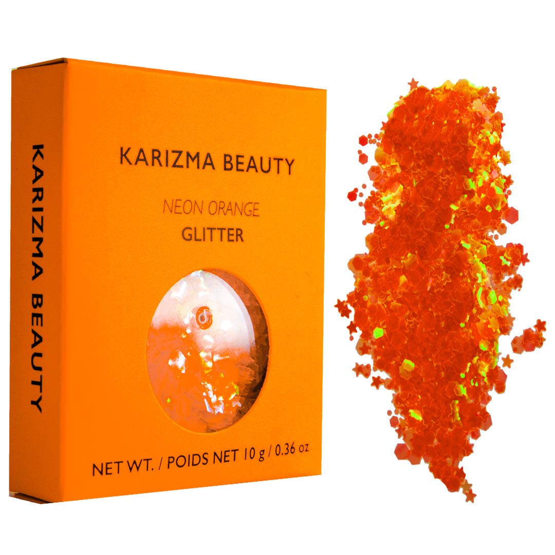 KARIZMA pink glitter close-up texture highlighting chunky stars and hexes